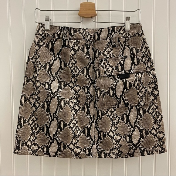 TopShop Snake Print Denim Mini Skirt Sz 6 - Picture 3 of 4